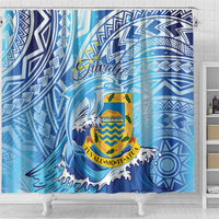 Tuvalu mo te Atua Shower Curtain Tuvalu Dolphin Polynesian Pattern LT01 - Polynesian Pride