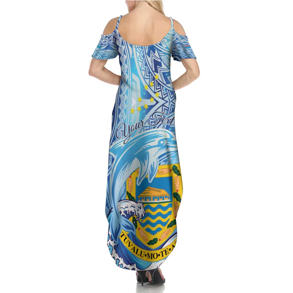 Tuvalu mo te Atua Summer Maxi Dress Tuvalu Dolphin Polynesian Pattern LT01 - Polynesian Pride