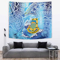 Tuvalu mo te Atua Tapestry Tuvalu Dolphin Polynesian Pattern LT01 Blue - Polynesian Pride