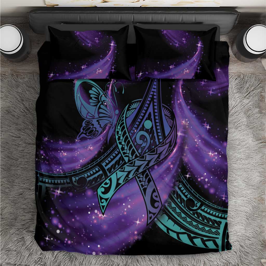 In September We Wear Teal And Purple Bedding Set Magic Ribbon Semicolon LT01 Purple - Polynesian Pride