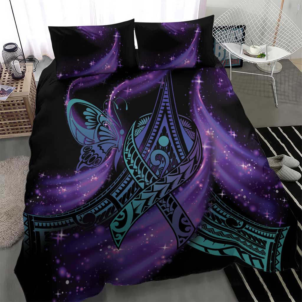In September We Wear Teal And Purple Bedding Set Magic Ribbon Semicolon