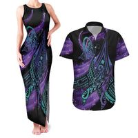 In September We Wear Teal And Purple Couples Matching Tank Maxi Dress and Hawaiian Shirt Magic Ribbon Semicolon