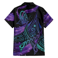 In September We Wear Teal And Purple Family Matching Short Sleeve Bodycon Dress and Hawaiian Shirt Magic Ribbon Semicolon