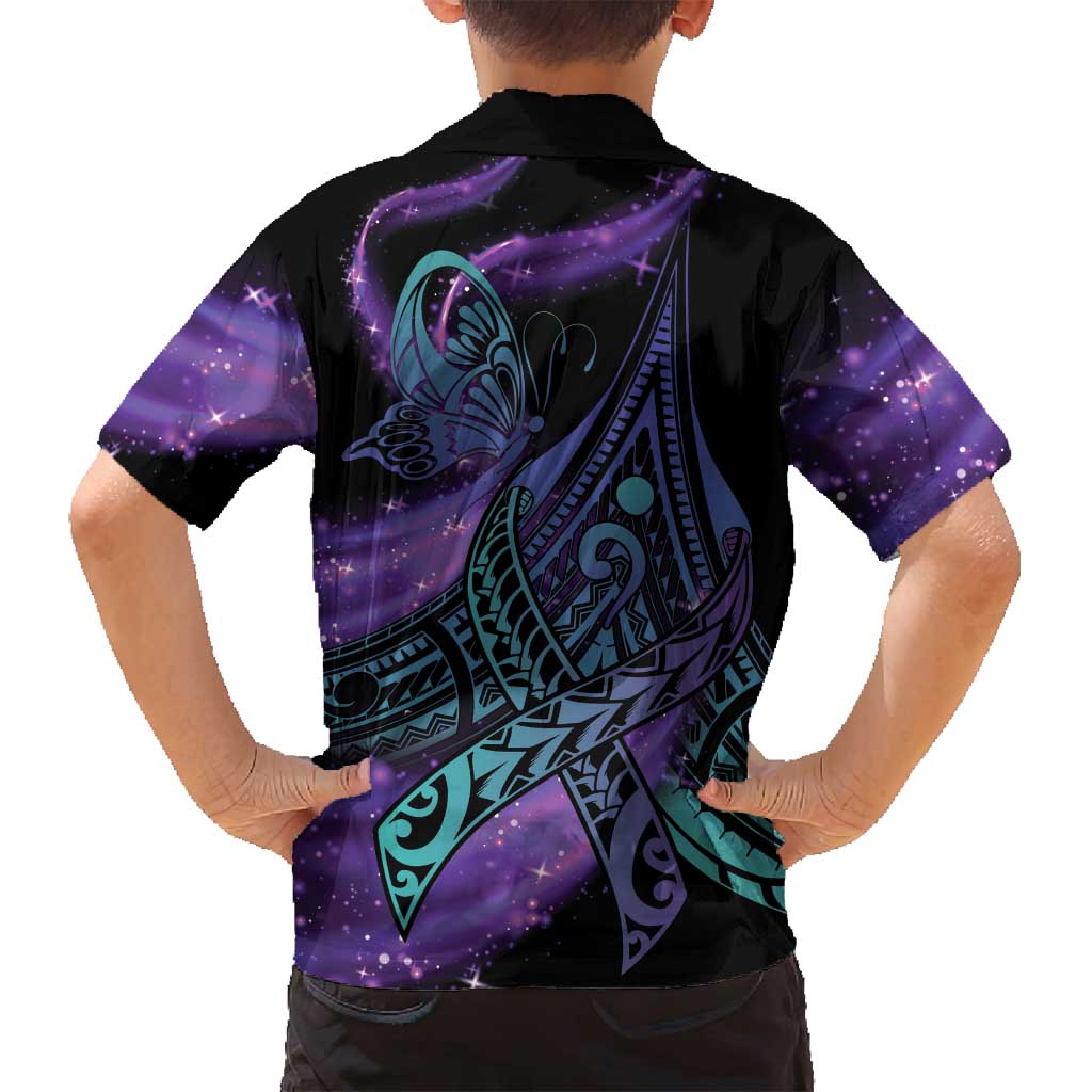 In September We Wear Teal And Purple Family Matching Tank Maxi Dress and Hawaiian Shirt Magic Ribbon Semicolon LT01 - Polynesian Pride