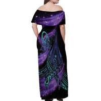 In September We Wear Teal And Purple Off Shoulder Maxi Dress Magic Ribbon Semicolon LT01 - Polynesian Pride
