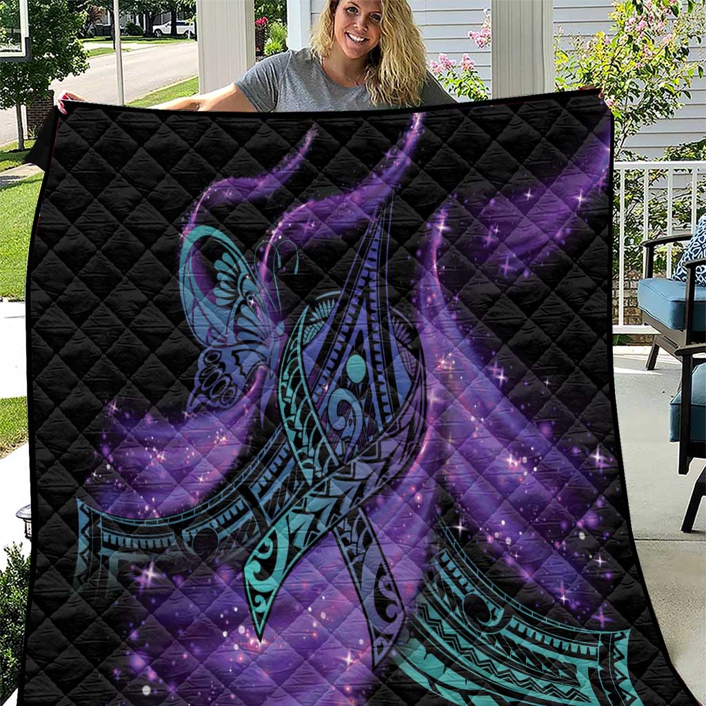 In September We Wear Teal And Purple Quilt Magic Ribbon Semicolon LT01 Purple - Polynesian Pride