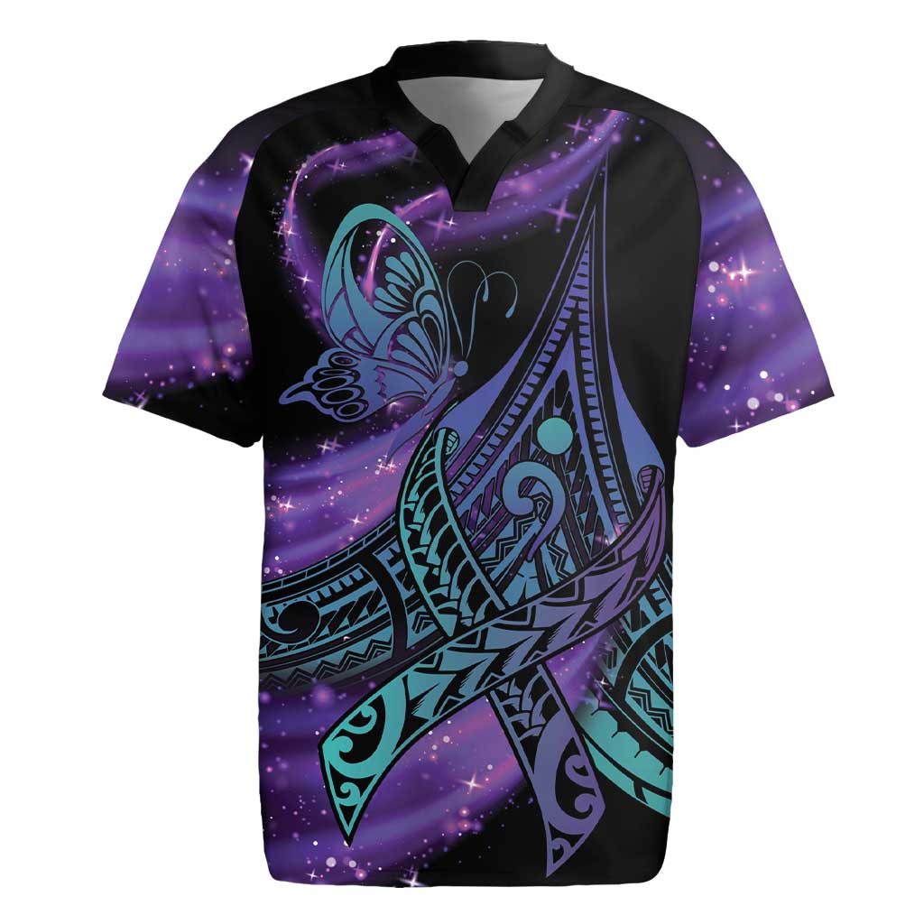 In September We Wear Teal And Purple Rugby Jersey Magic Ribbon Semicolon