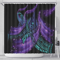 In September We Wear Teal And Purple Shower Curtain Magic Ribbon Semicolon