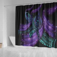 In September We Wear Teal And Purple Shower Curtain Magic Ribbon Semicolon