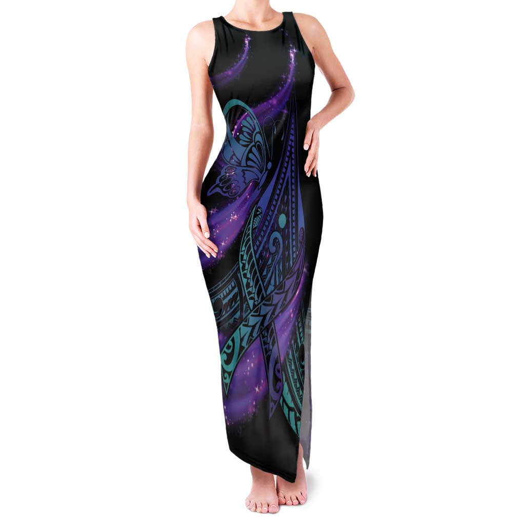In September We Wear Teal And Purple Tank Maxi Dress Magic Ribbon Semicolon
