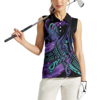 In September We Wear Teal And Purple Women Sleeveless Polo Shirt Magic Ribbon Semicolon