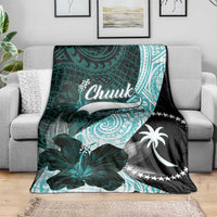 Chuuk Constitution Day Blanket Hibiscus Turquoise Pattern LT01 - Polynesian Pride
