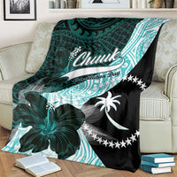 Chuuk Constitution Day Blanket Hibiscus Turquoise Pattern LT01 - Polynesian Pride