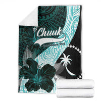 Chuuk Constitution Day Blanket Hibiscus Turquoise Pattern LT01 - Polynesian Pride