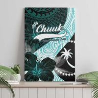 Chuuk Constitution Day Canvas Wall Art Hibiscus Turquoise Pattern