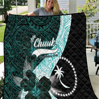 Chuuk Constitution Day Quilt Hibiscus Turquoise Pattern