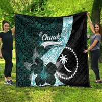 Chuuk Constitution Day Quilt Hibiscus Turquoise Pattern