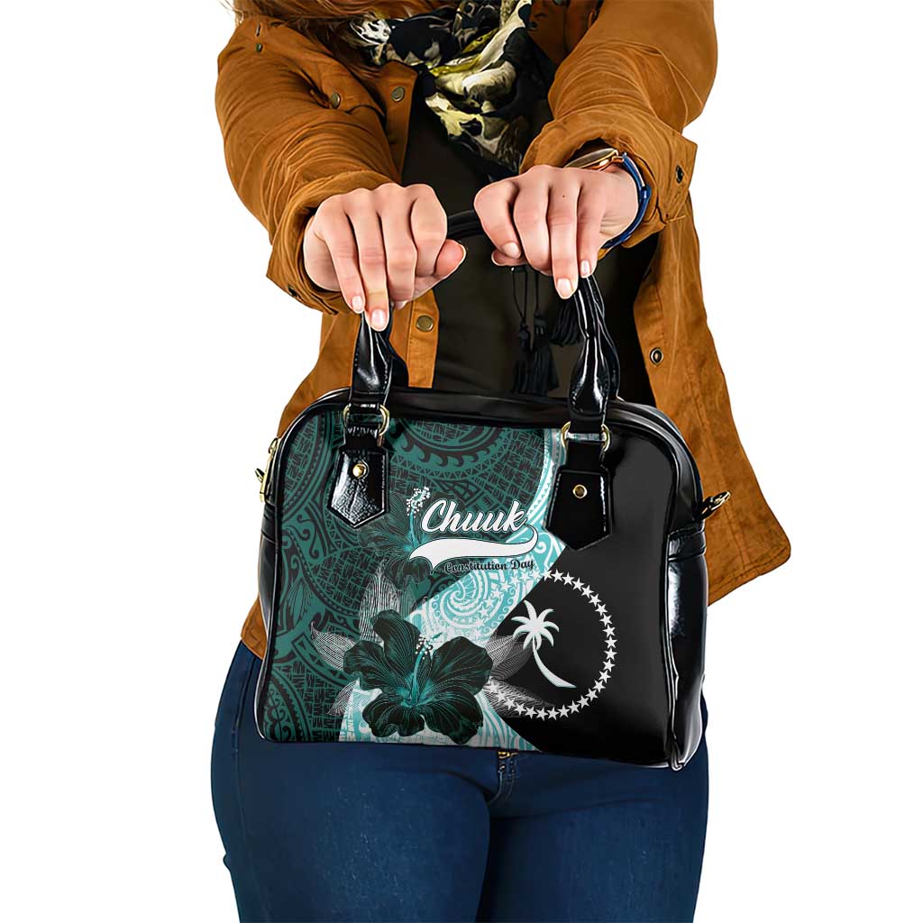Chuuk Constitution Day Shoulder Handbag Hibiscus Turquoise Pattern LT01 One Size Turquoise - Polynesian Pride