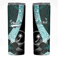 Chuuk Constitution Day Skinny Tumbler Hibiscus Turquoise Pattern LT01 Turquoise - Polynesian Pride