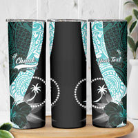 Chuuk Constitution Day Skinny Tumbler Hibiscus Turquoise Pattern LT01 - Polynesian Pride