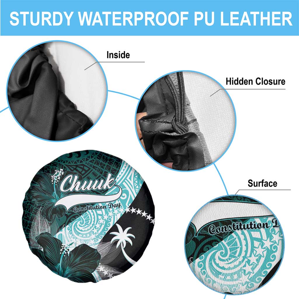 Chuuk Constitution Day Spare Tire Cover Hibiscus Turquoise Pattern LT01 - Polynesian Pride