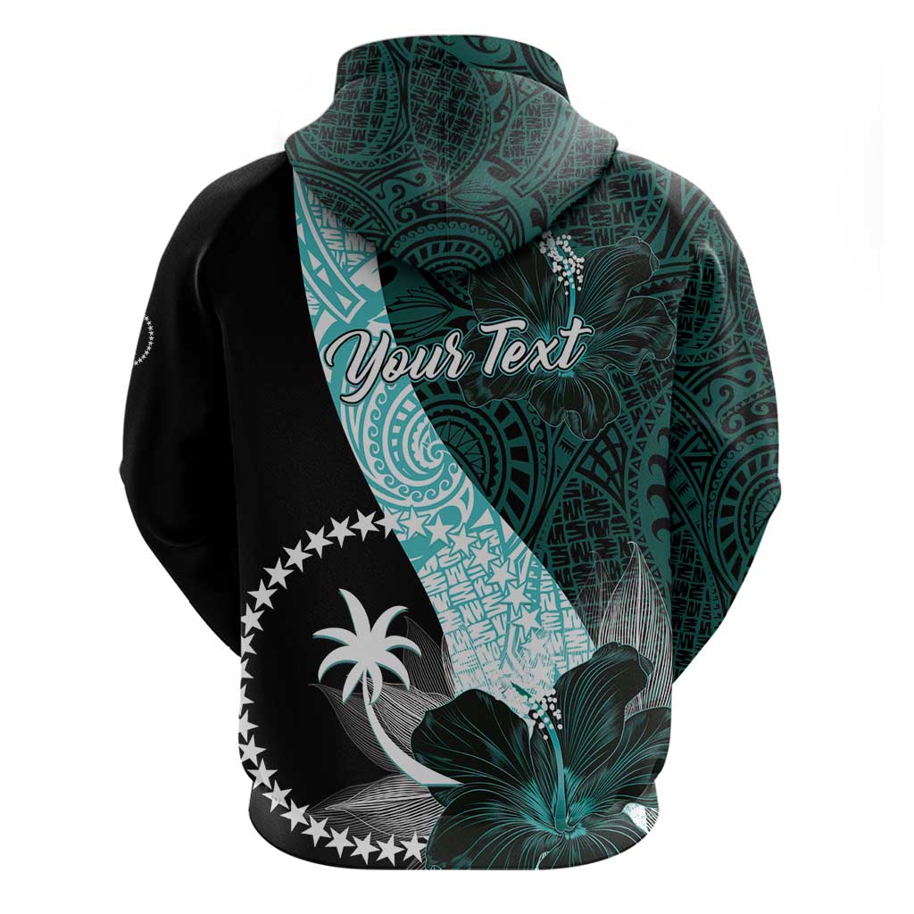 Chuuk Constitution Day Zip Hoodie Hibiscus Turquoise Pattern LT01 - Polynesian Pride