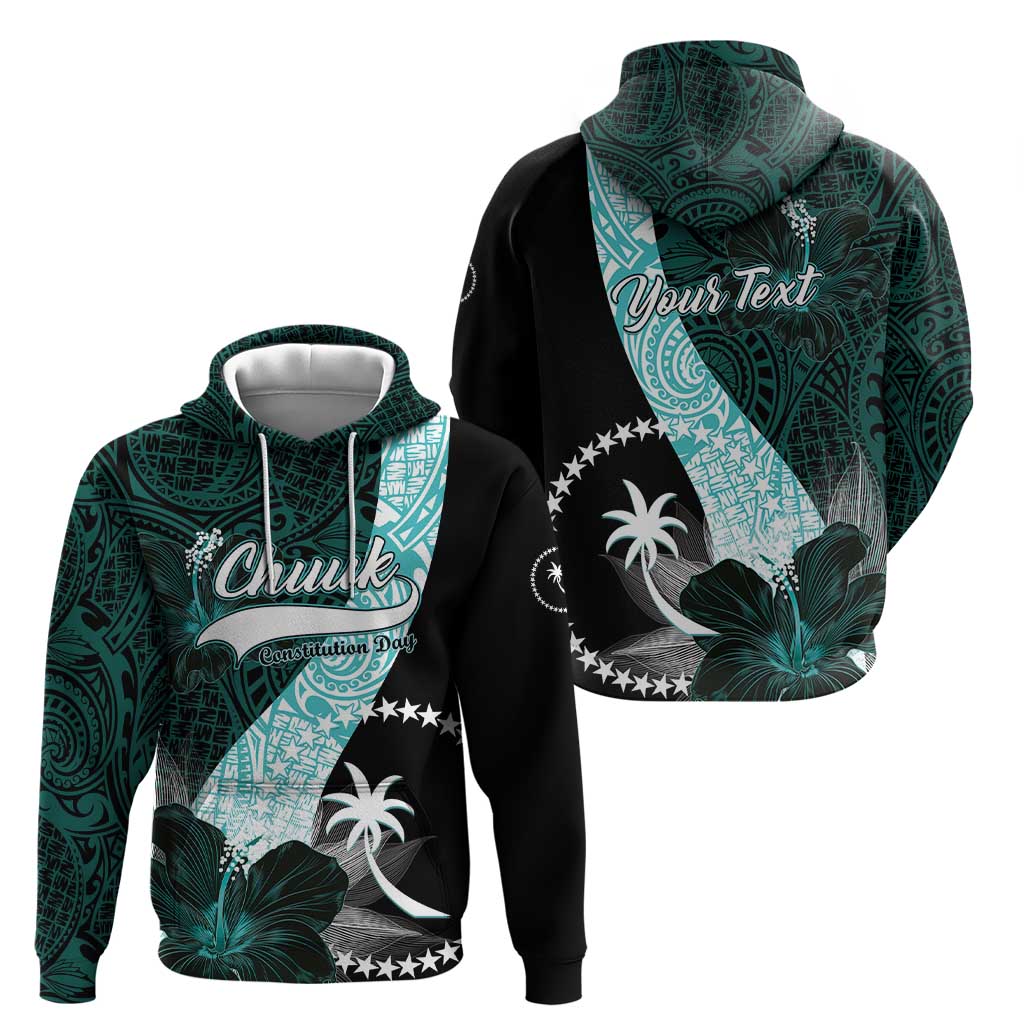 Chuuk Constitution Day Zip Hoodie Hibiscus Turquoise Pattern LT01 - Polynesian Pride