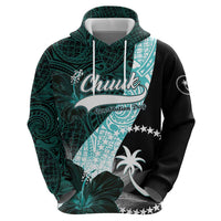 Chuuk Constitution Day Zip Hoodie Hibiscus Turquoise Pattern LT01 - Polynesian Pride