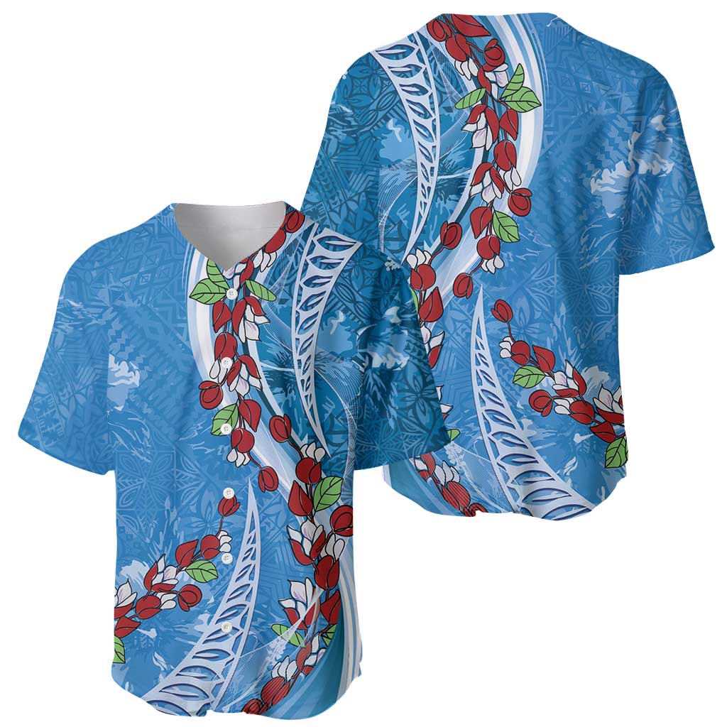 Fiji Tagimaucia Floral Baseball Jersey Tapa Pattern LT01 - Polynesian Pride