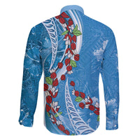 Fiji Tagimaucia Floral Family Matching Puletasi and Hawaiian Shirt Tapa Pattern