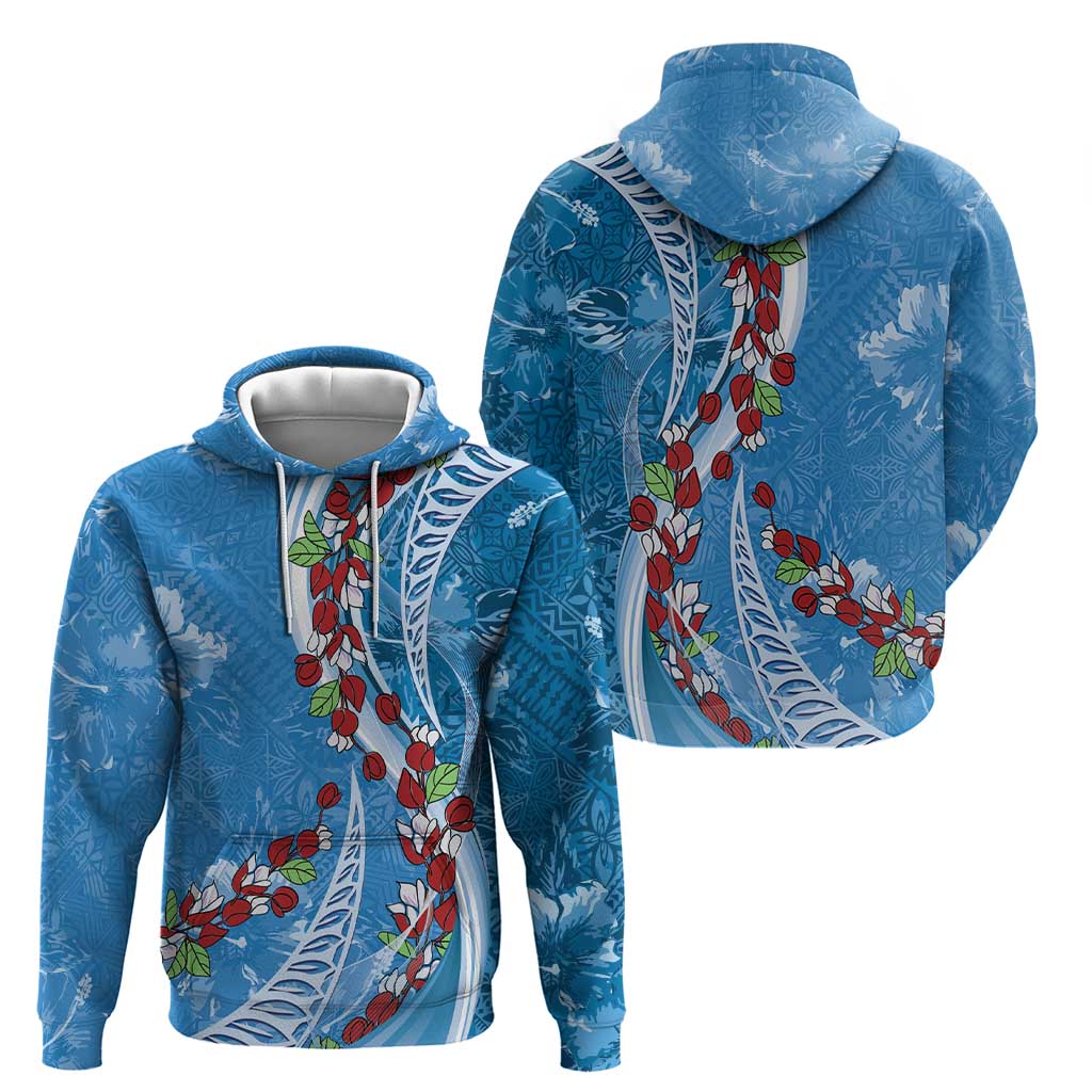 Fiji Tagimaucia Floral Hoodie Tapa Pattern LT01 - Polynesian Pride