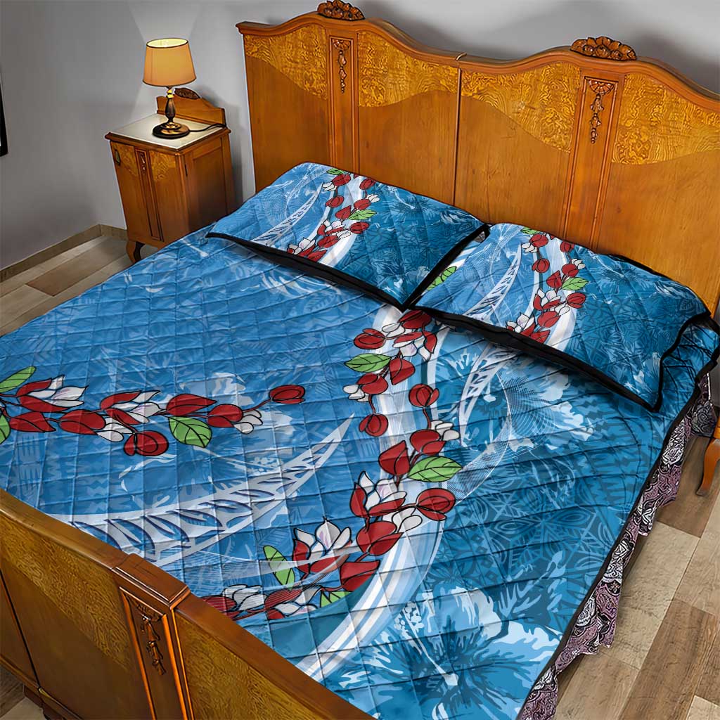 Fiji Tagimaucia Floral Quilt Bed Set Tapa Pattern