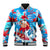 Hawaii Christmas Baseball Jacket Santa Claus Surfing Kakau Tropical Style LT01 Unisex Blue - Polynesian Pride