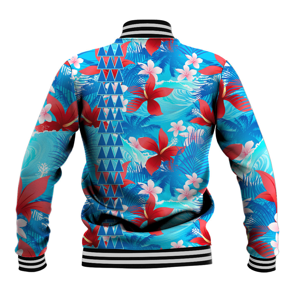 Hawaii Christmas Baseball Jacket Santa Claus Surfing Kakau Tropical Style LT01 - Polynesian Pride