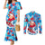 Hawaii Christmas Couples Matching Mermaid Dress and Long Sleeve Button Shirt Santa Claus Surfing Kakau Tropical Style LT01 Blue - Polynesian Pride