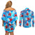 Hawaii Christmas Couples Matching Off Shoulder Short Dress and Long Sleeve Button Shirt Santa Claus Surfing Kakau Tropical Style LT01 - Polynesian Pride