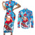 Hawaii Christmas Couples Matching Short Sleeve Bodycon Dress and Long Sleeve Button Shirt Santa Claus Surfing Kakau Tropical Style LT01 Blue - Polynesian Pride