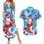 Hawaii Christmas Couples Matching Summer Maxi Dress and Hawaiian Shirt Santa Claus Surfing Kakau Tropical Style LT01 Blue - Polynesian Pride
