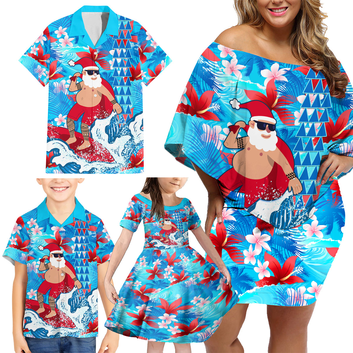 Hawaii Christmas Family Matching Off Shoulder Short Dress and Hawaiian Hawaii Christmas Family Matching Off Shoulder Short Dress and Hawaiian
