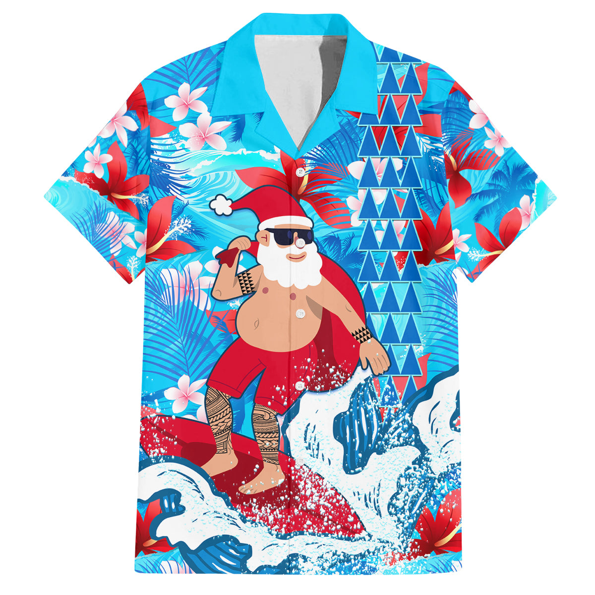 christmas hawaiian dress Hawaii Christmas Family Matching Off Shoulder Short Dress and Hawaiian Shirt Santa Claus Surfing Kakau Tropical Style