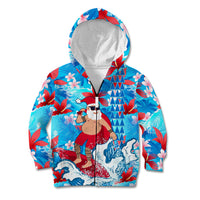 Hawaii Christmas Kid Hoodie Santa Claus Surfing Kakau Tropical Style LT01 - Polynesian Pride