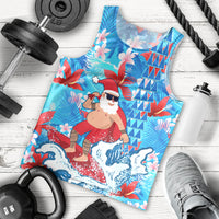 Hawaii Christmas Men Tank Top Santa Claus Surfing Kakau Tropical Style LT01 - Polynesian Pride