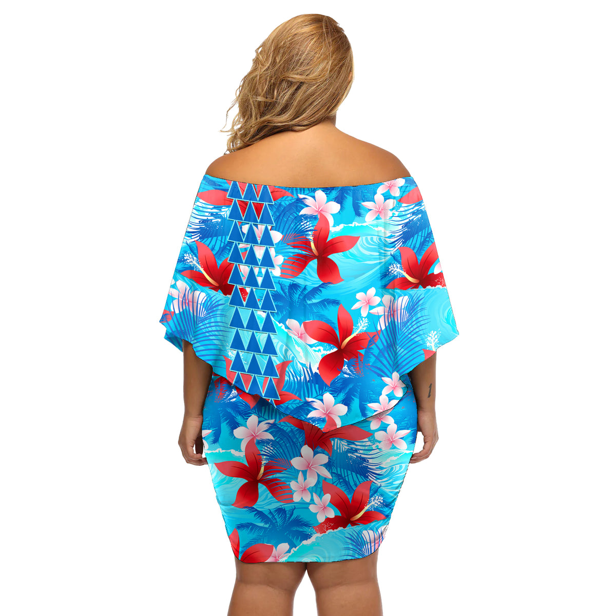 Hawaii Christmas Off Shoulder Short Dress Santa Claus Surfing Kakau Tropical Style LT01 - Polynesian Pride