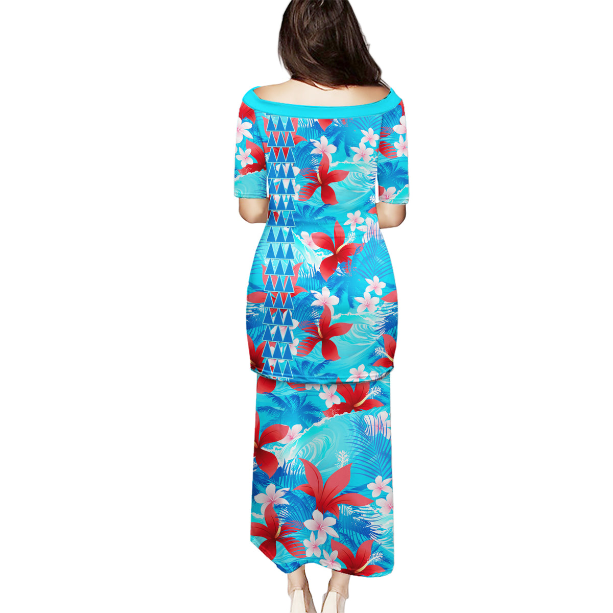 Hawaii Christmas Puletasi Santa Claus Surfing Kakau Tropical Style LT01 - Polynesian Pride