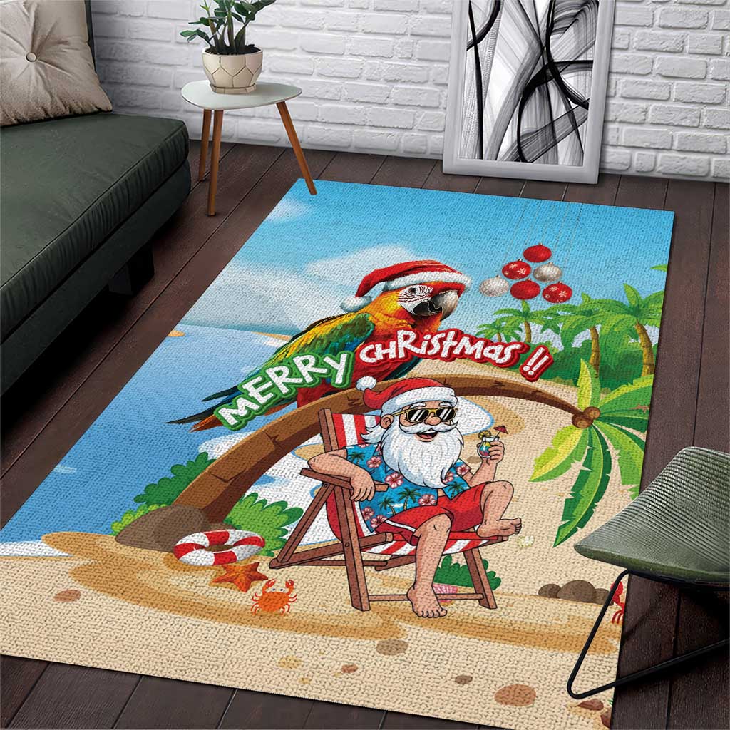 Hawaii Santa Parrot Christmas Area Rug Summer Vibe - Polynesian Pride