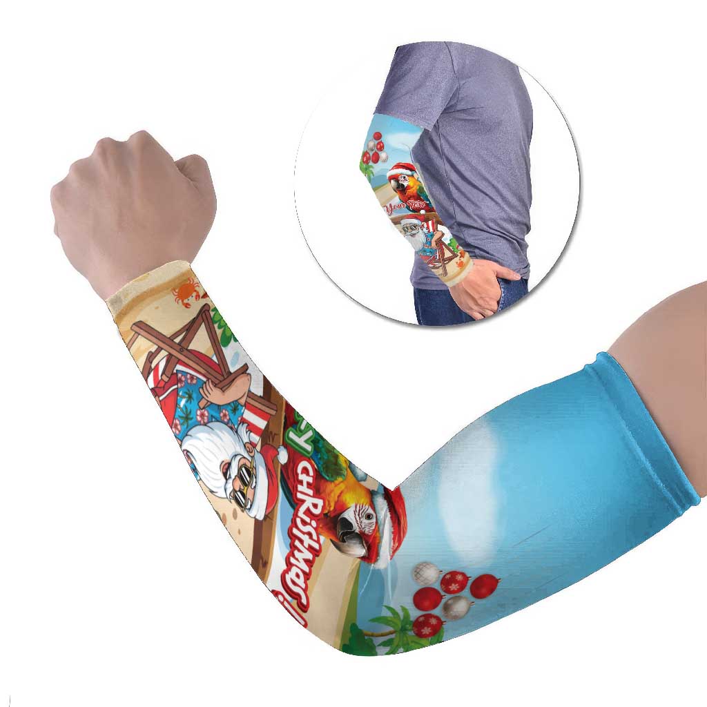 Personalized Hawaii Santa Parrot Christmas Arm Sleeves Summer Vibe - Polynesian Pride