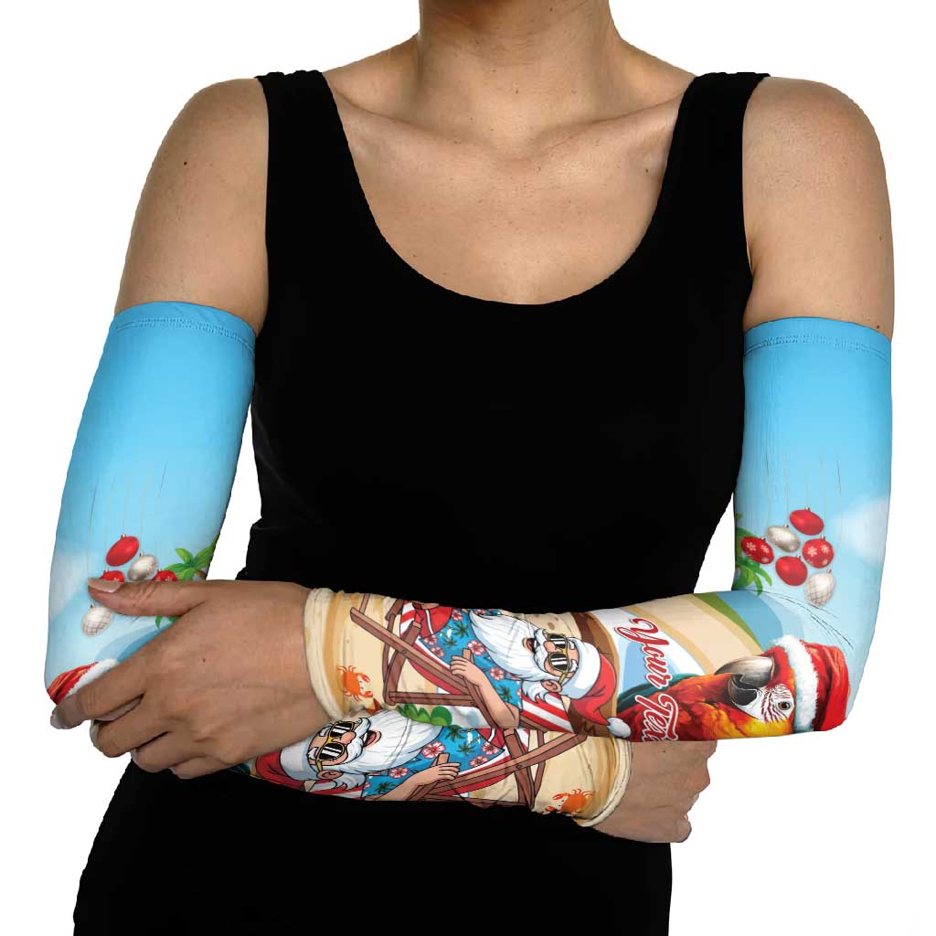 Personalized Hawaii Santa Parrot Christmas Arm Sleeves Summer Vibe - Polynesian Pride