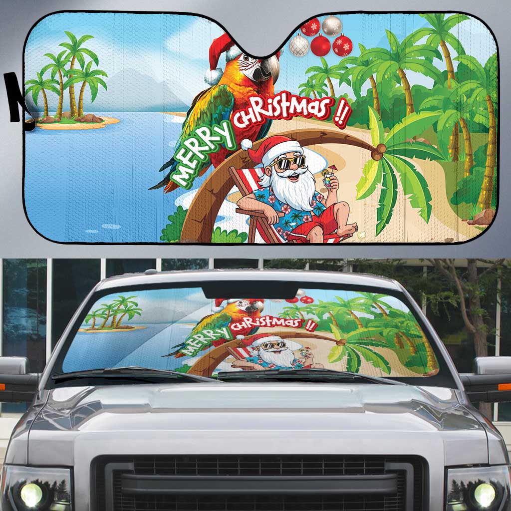 Hawaii Santa Parrot Christmas Auto Sun Shade Summer Vibe - Polynesian Pride