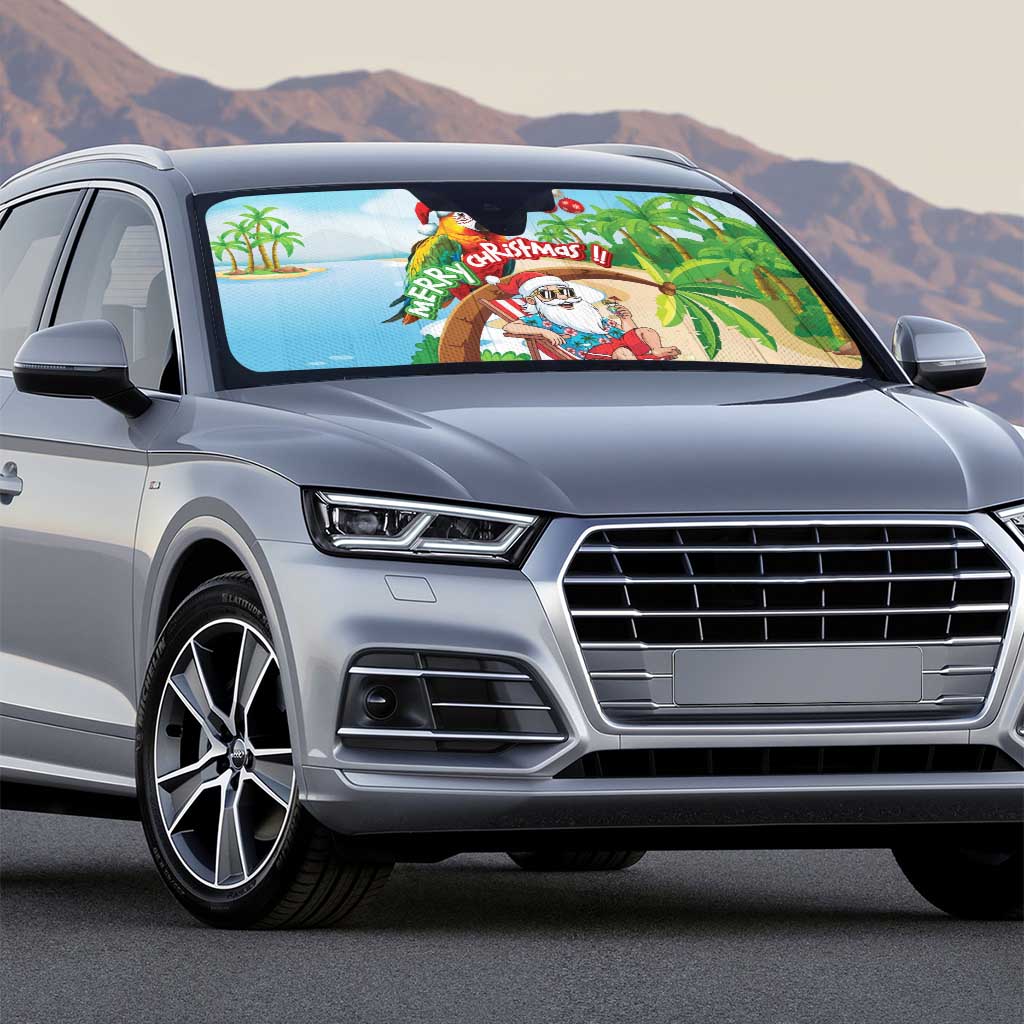 Hawaii Santa Parrot Christmas Auto Sun Shade Summer Vibe - Polynesian Pride