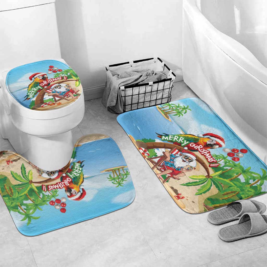 Hawaii Santa Parrot Christmas Bathroom Set Summer Vibe - Polynesian Pride